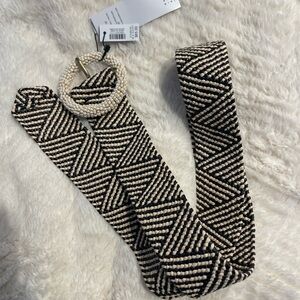 White House Black Market Black and Cream Beaded Belt